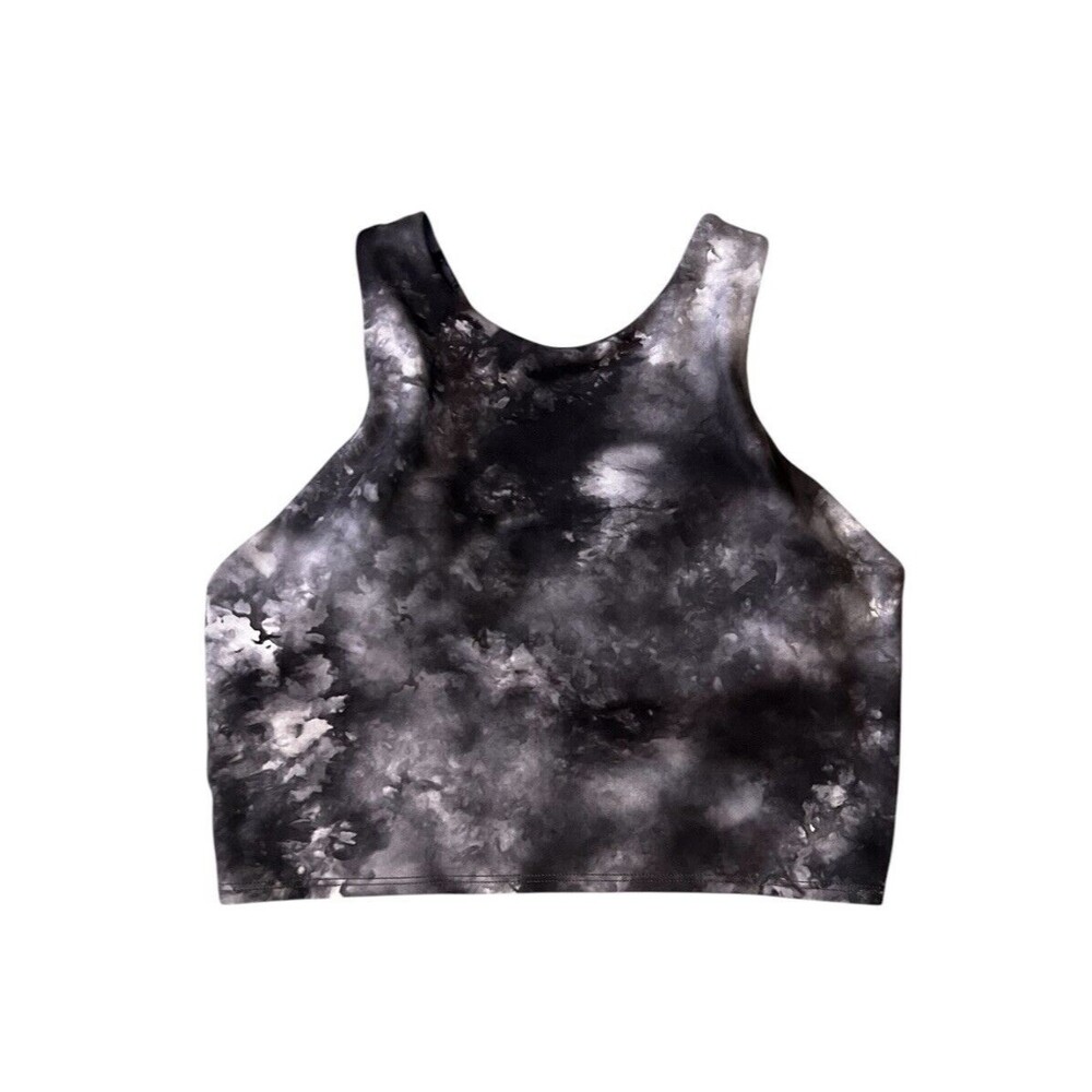 Athleta Printed Conscious Crop A-C Workout Top Black Gray Tie‎ Dye Size Medium